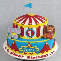 Baby Animal with Circus Tent Cake